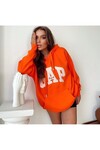 KADIN GAP BASKILI KAPÜŞONLU SWEATSHIRT