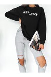 KADIN NEWYORK BASKILI SWEATSHIRT