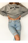 KADIN NEWYORK BASKILI SWEATSHIRT