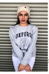 KADIN OXFORD BASKILI ÜÇ İPLİK SWEAT